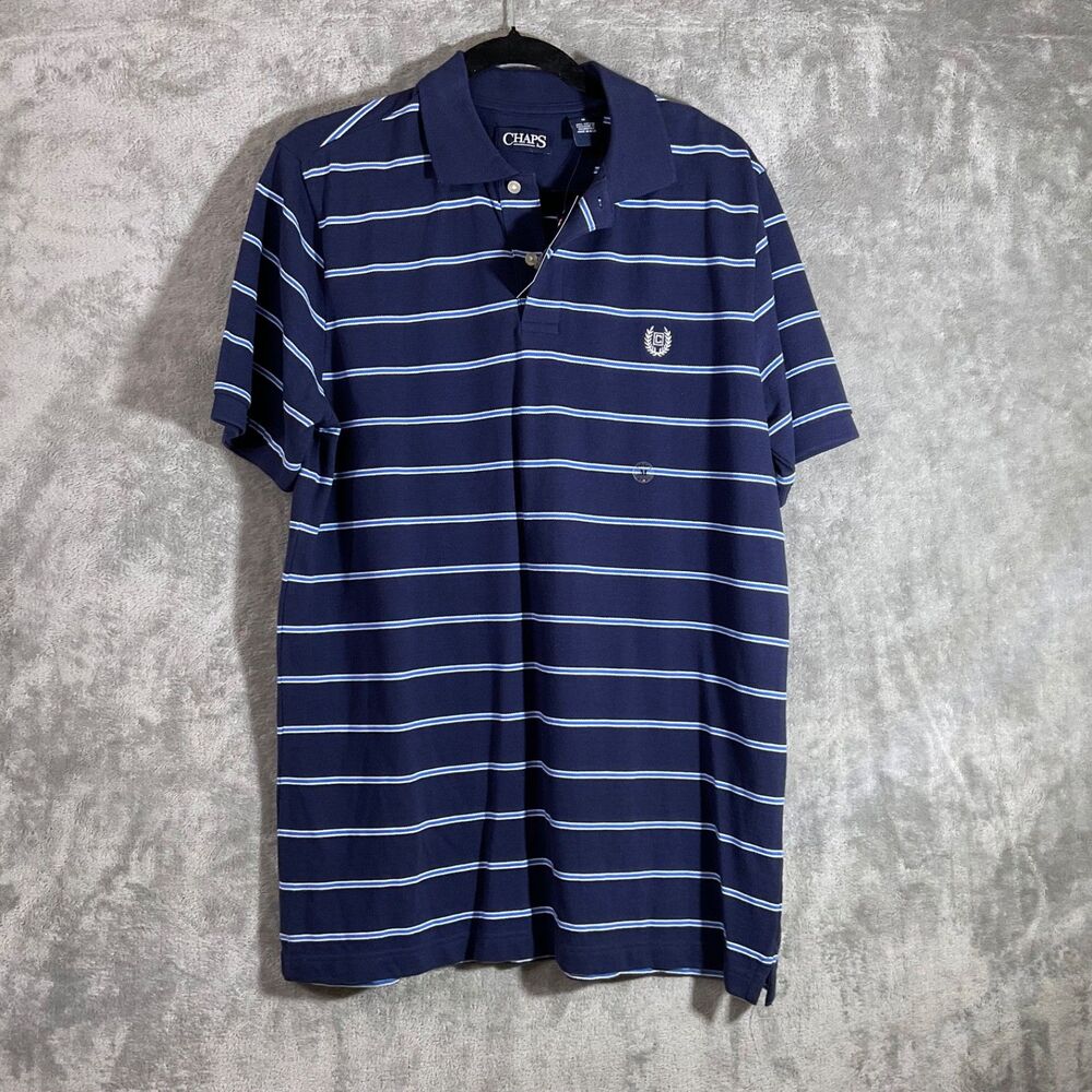 NWT Chaps Ralph Lauren Polo Men's M  Short Sleeve Collared Shirt Blue